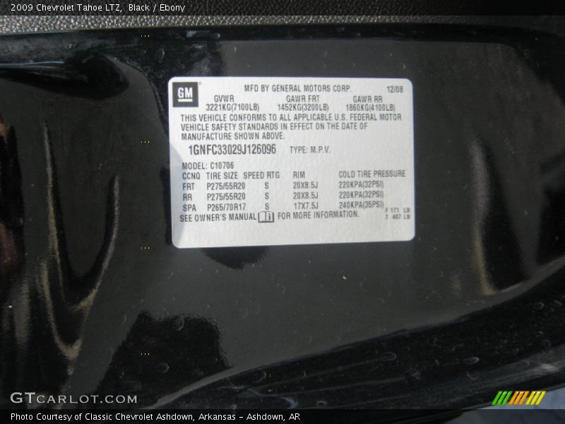 Black / Ebony 2009 Chevrolet Tahoe LTZ