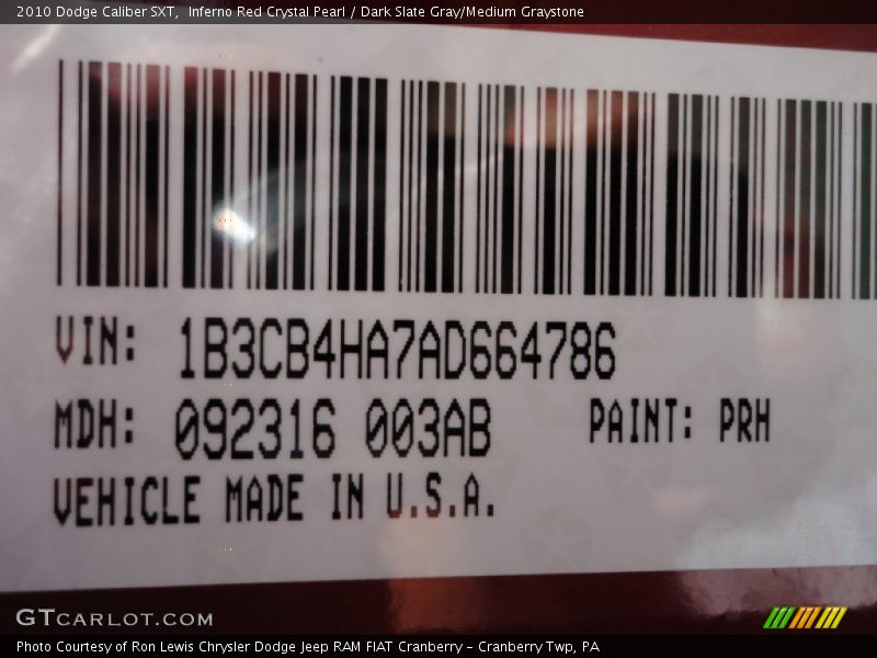 Inferno Red Crystal Pearl / Dark Slate Gray/Medium Graystone 2010 Dodge Caliber SXT