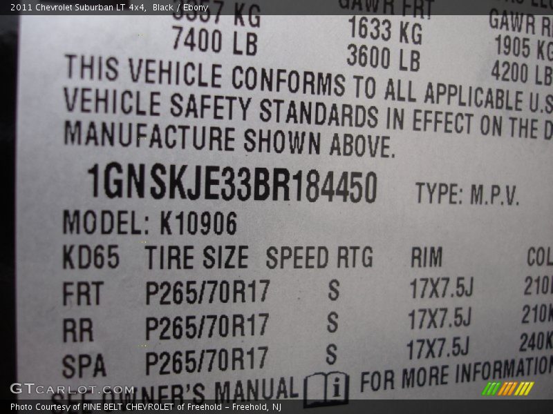 Black / Ebony 2011 Chevrolet Suburban LT 4x4
