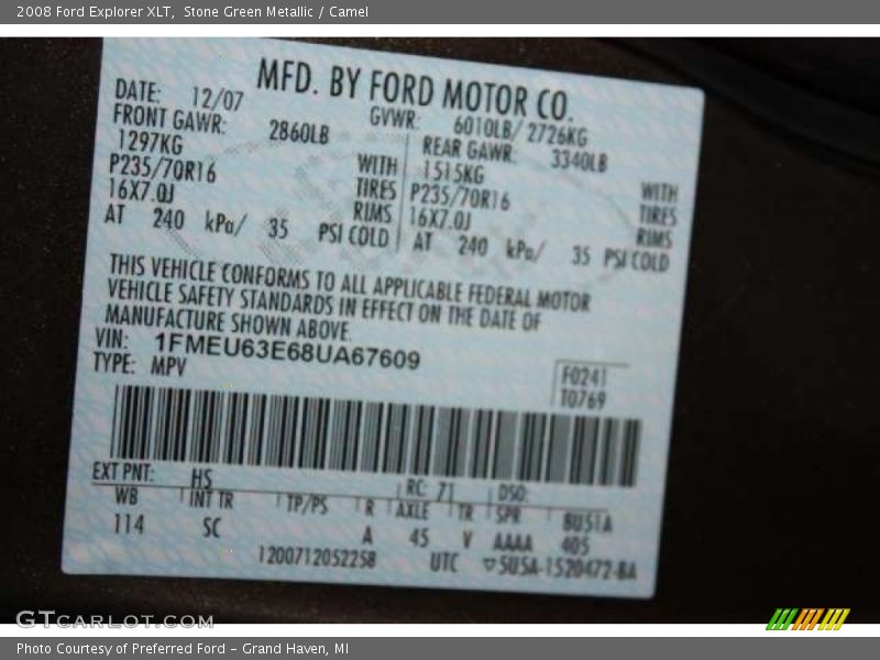 Stone Green Metallic / Camel 2008 Ford Explorer XLT