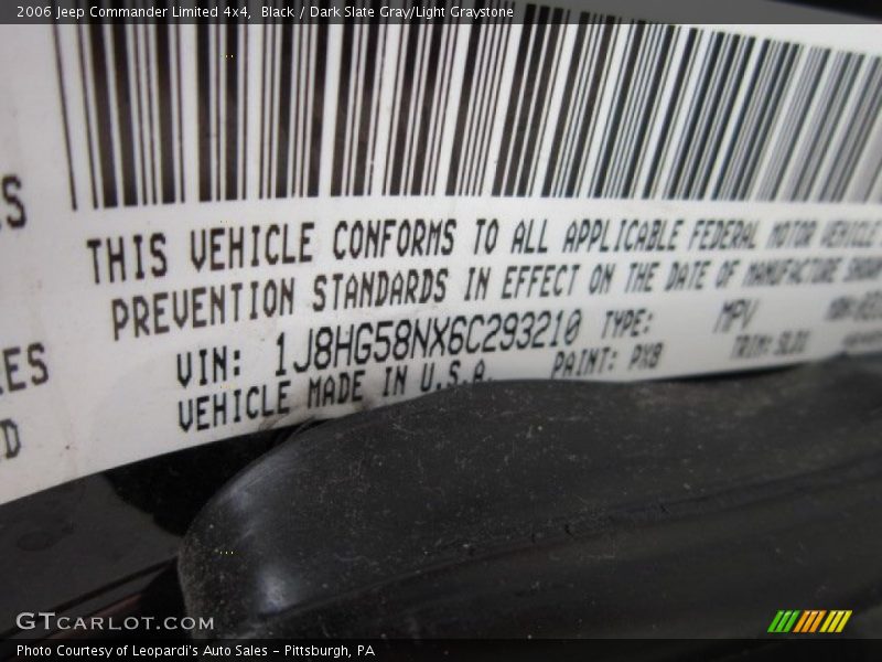 Black / Dark Slate Gray/Light Graystone 2006 Jeep Commander Limited 4x4