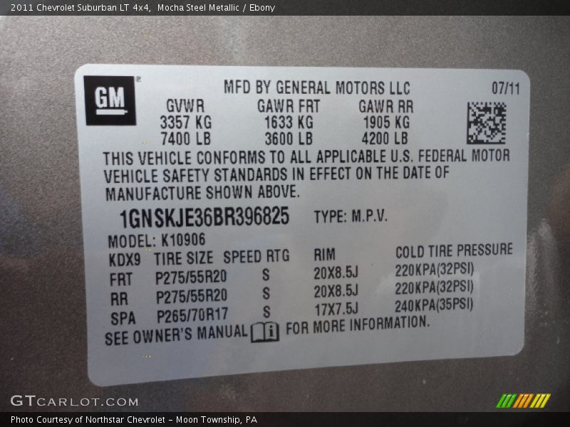 Mocha Steel Metallic / Ebony 2011 Chevrolet Suburban LT 4x4
