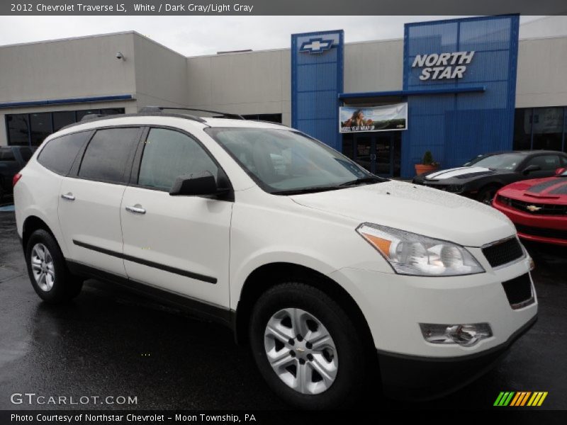 White / Dark Gray/Light Gray 2012 Chevrolet Traverse LS