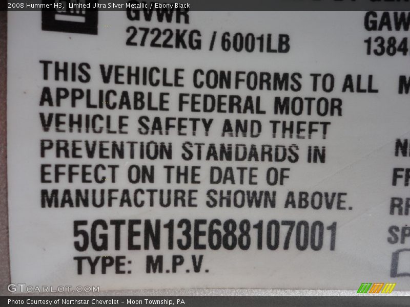 Limited Ultra Silver Metallic / Ebony Black 2008 Hummer H3