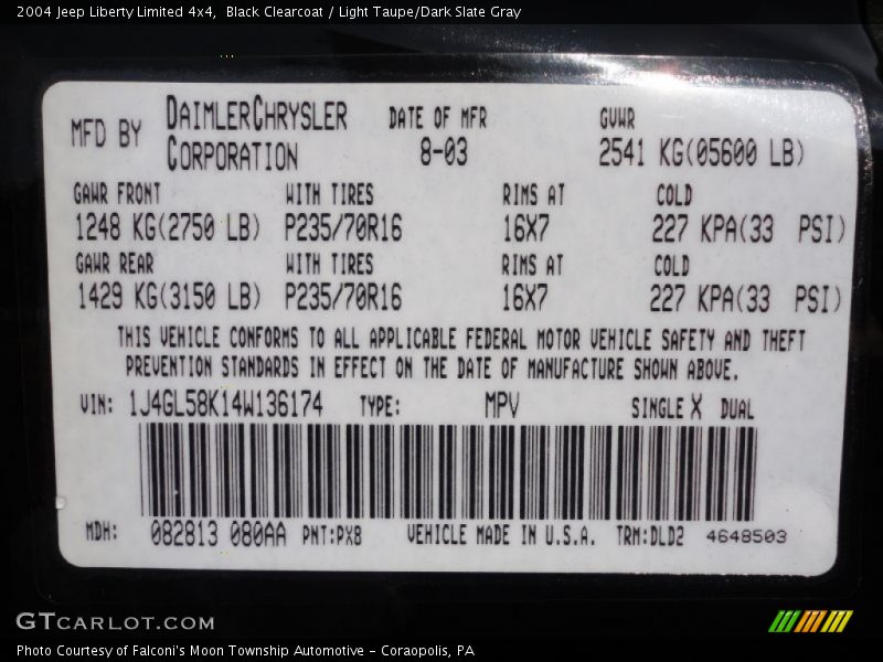 Black Clearcoat / Light Taupe/Dark Slate Gray 2004 Jeep Liberty Limited 4x4