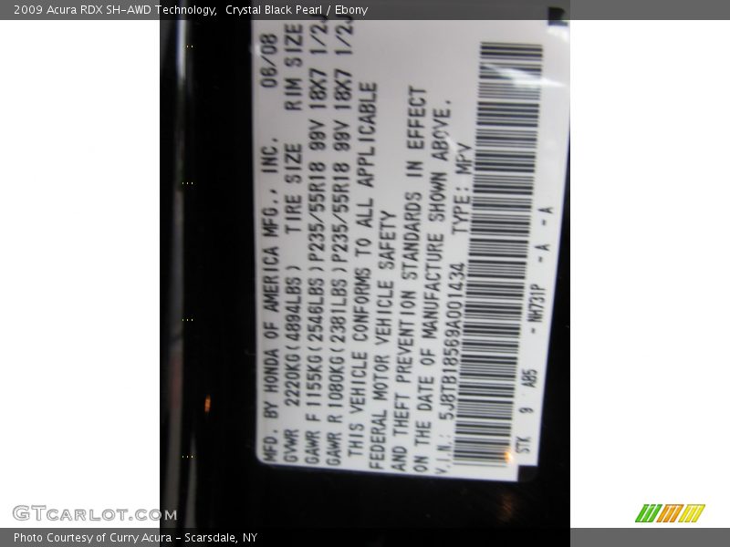Crystal Black Pearl / Ebony 2009 Acura RDX SH-AWD Technology