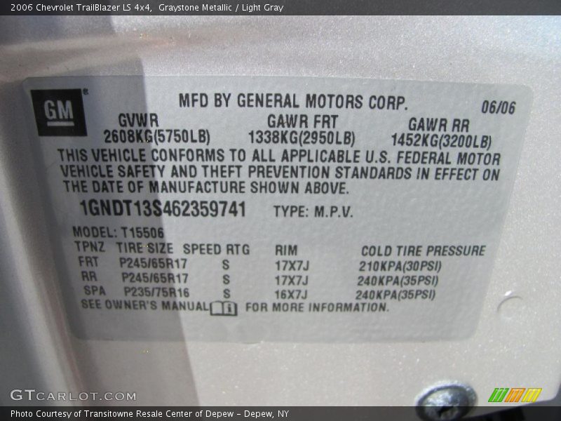 Graystone Metallic / Light Gray 2006 Chevrolet TrailBlazer LS 4x4