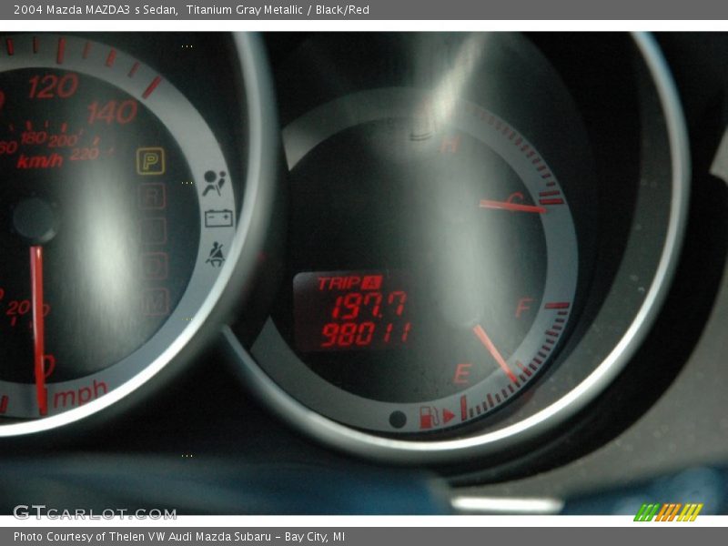 Titanium Gray Metallic / Black/Red 2004 Mazda MAZDA3 s Sedan
