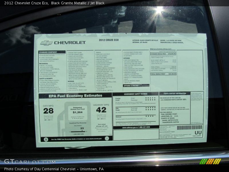  2012 Cruze Eco Window Sticker