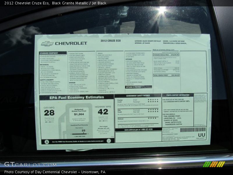  2012 Cruze Eco Window Sticker