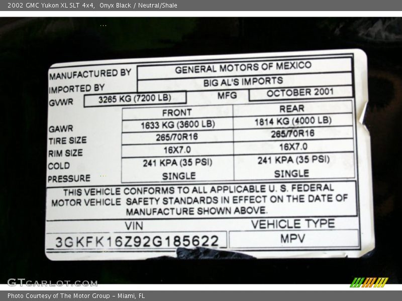 Onyx Black / Neutral/Shale 2002 GMC Yukon XL SLT 4x4
