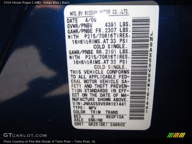 Indigo Blue / Black 2009 Nissan Rogue S AWD