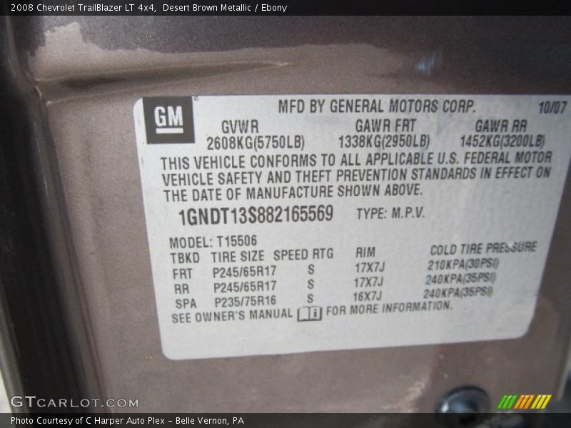 Desert Brown Metallic / Ebony 2008 Chevrolet TrailBlazer LT 4x4