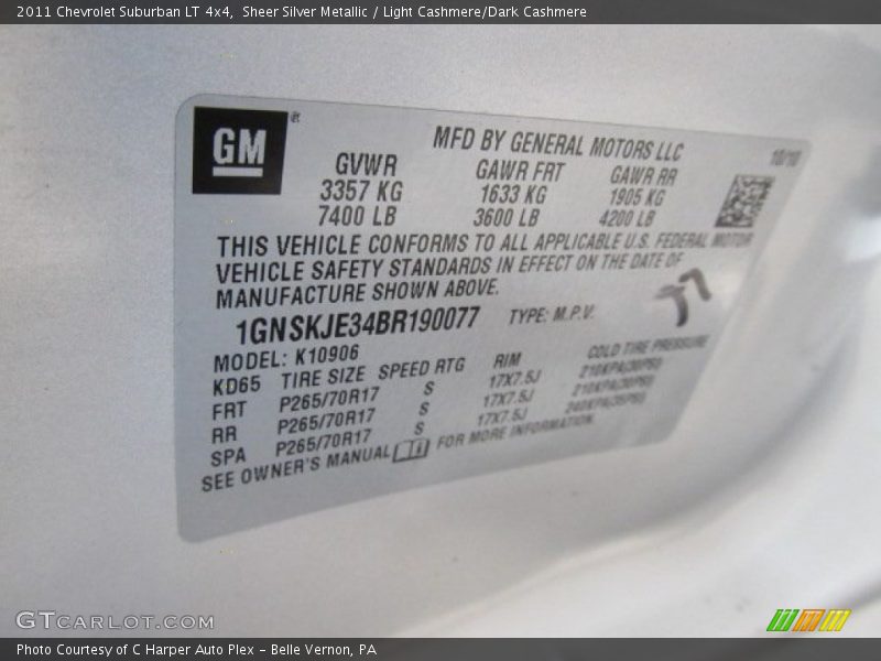 Sheer Silver Metallic / Light Cashmere/Dark Cashmere 2011 Chevrolet Suburban LT 4x4