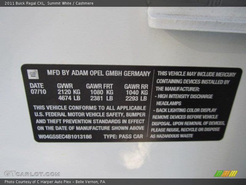 Summit White / Cashmere 2011 Buick Regal CXL