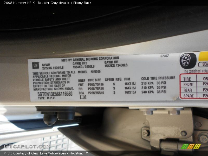 Boulder Gray Metallic / Ebony Black 2008 Hummer H3 X