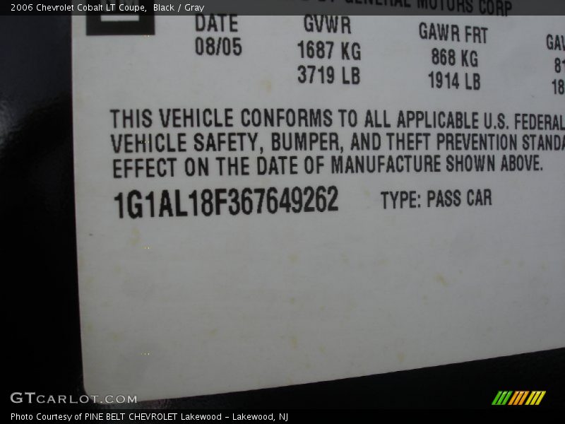 Black / Gray 2006 Chevrolet Cobalt LT Coupe