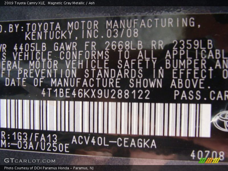 Magnetic Gray Metallic / Ash 2009 Toyota Camry XLE