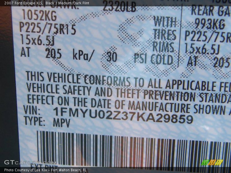Black / Medium/Dark Flint 2007 Ford Escape XLS