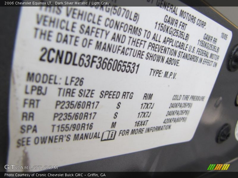 Dark Silver Metallic / Light Gray 2006 Chevrolet Equinox LT