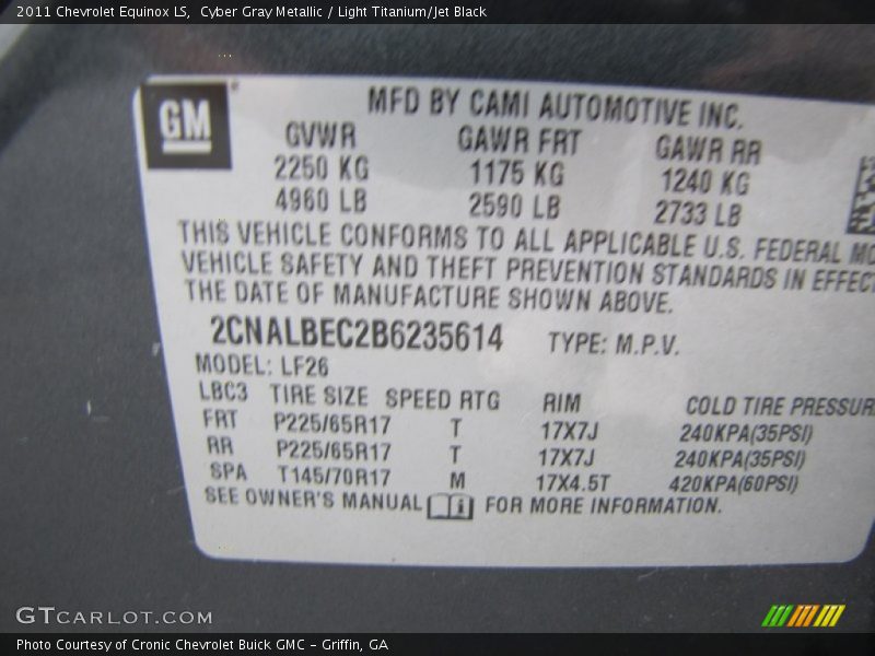 Cyber Gray Metallic / Light Titanium/Jet Black 2011 Chevrolet Equinox LS