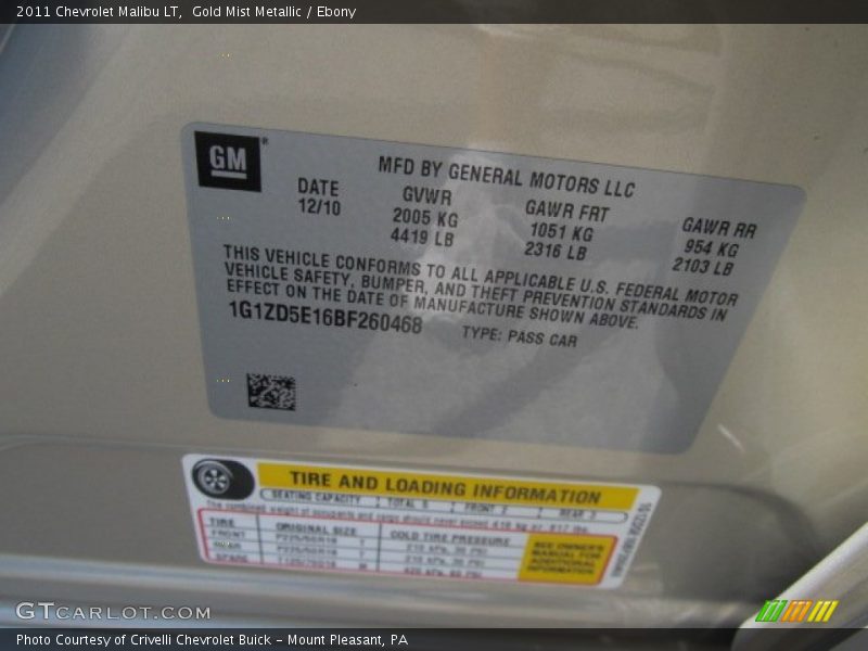 Gold Mist Metallic / Ebony 2011 Chevrolet Malibu LT