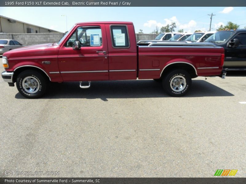 Electric Currant Red Pearl / Gray 1995 Ford F150 XLT Extended Cab