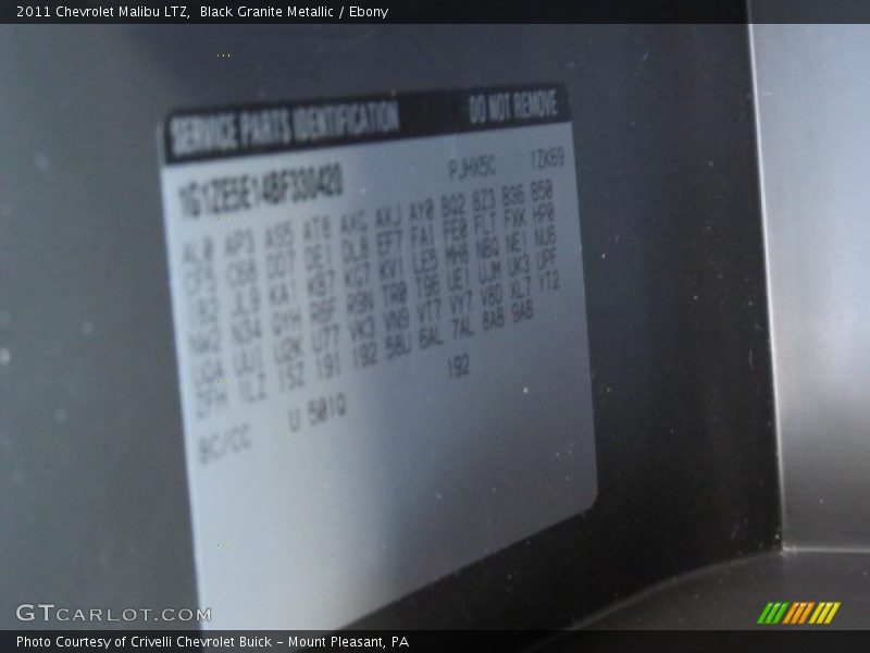 Black Granite Metallic / Ebony 2011 Chevrolet Malibu LTZ
