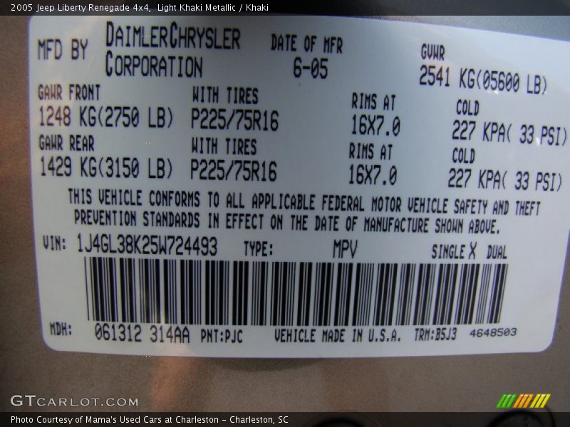 Light Khaki Metallic / Khaki 2005 Jeep Liberty Renegade 4x4
