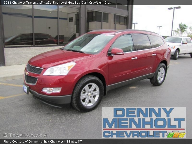 Red Jewel Metallic / Dark Gray/Light Gray 2011 Chevrolet Traverse LT AWD