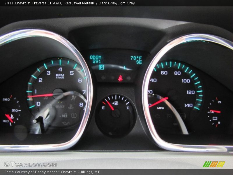 Red Jewel Metallic / Dark Gray/Light Gray 2011 Chevrolet Traverse LT AWD