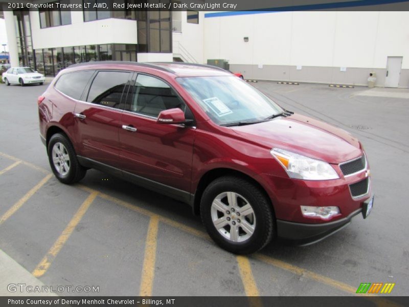 Red Jewel Metallic / Dark Gray/Light Gray 2011 Chevrolet Traverse LT AWD
