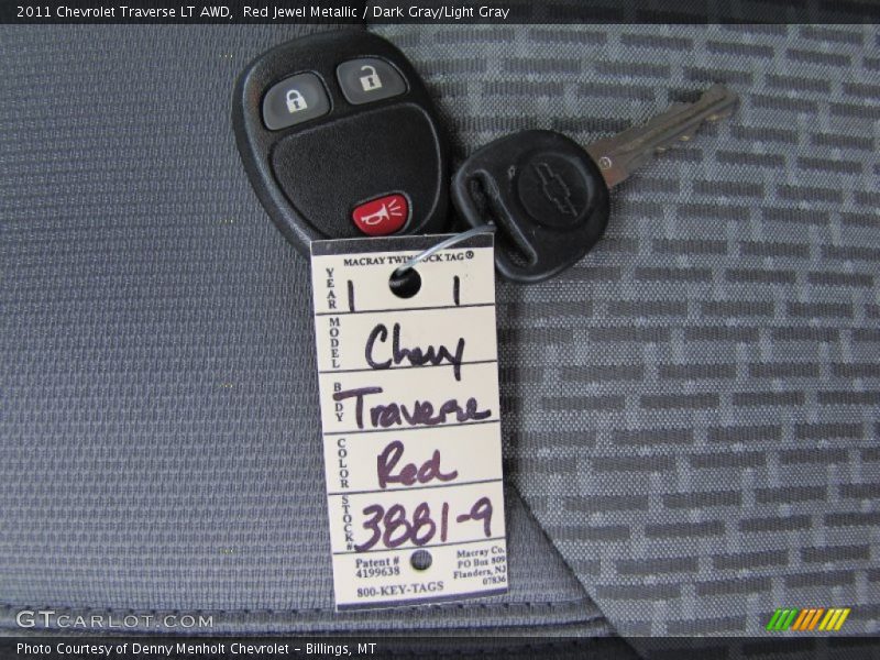 Red Jewel Metallic / Dark Gray/Light Gray 2011 Chevrolet Traverse LT AWD