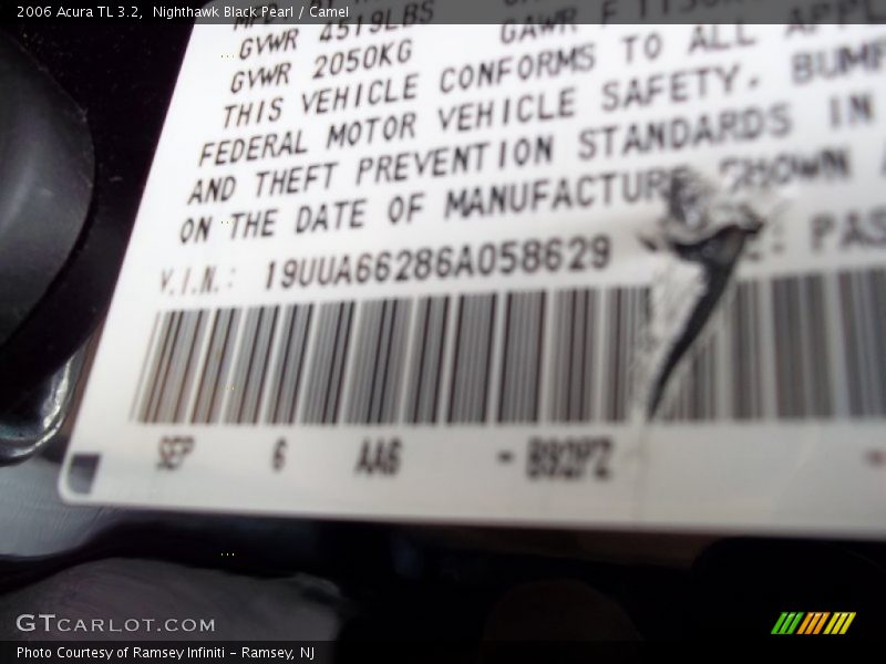 Nighthawk Black Pearl / Camel 2006 Acura TL 3.2