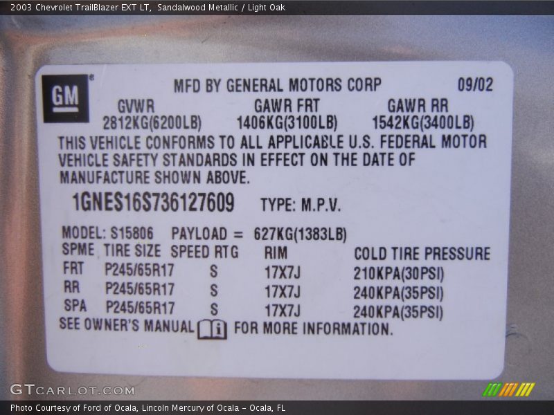 Sandalwood Metallic / Light Oak 2003 Chevrolet TrailBlazer EXT LT