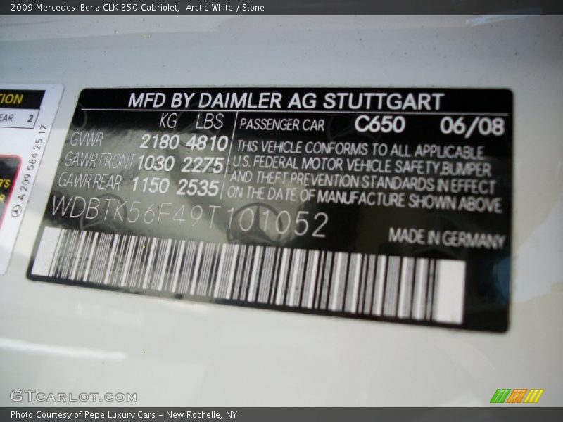 Arctic White / Stone 2009 Mercedes-Benz CLK 350 Cabriolet