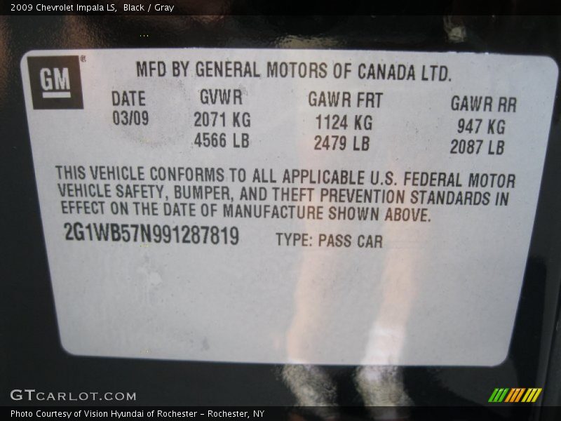 Black / Gray 2009 Chevrolet Impala LS