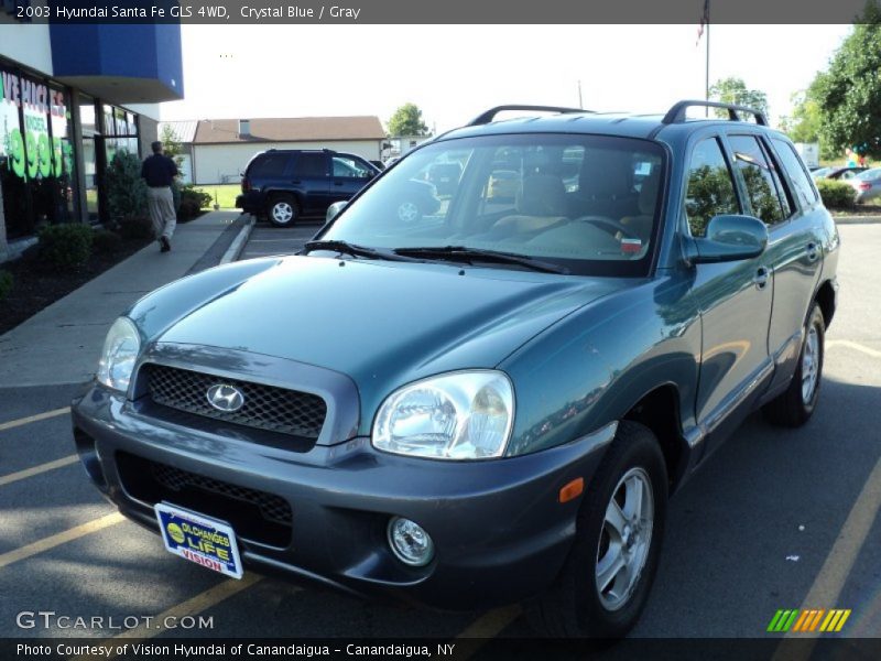 Crystal Blue / Gray 2003 Hyundai Santa Fe GLS 4WD