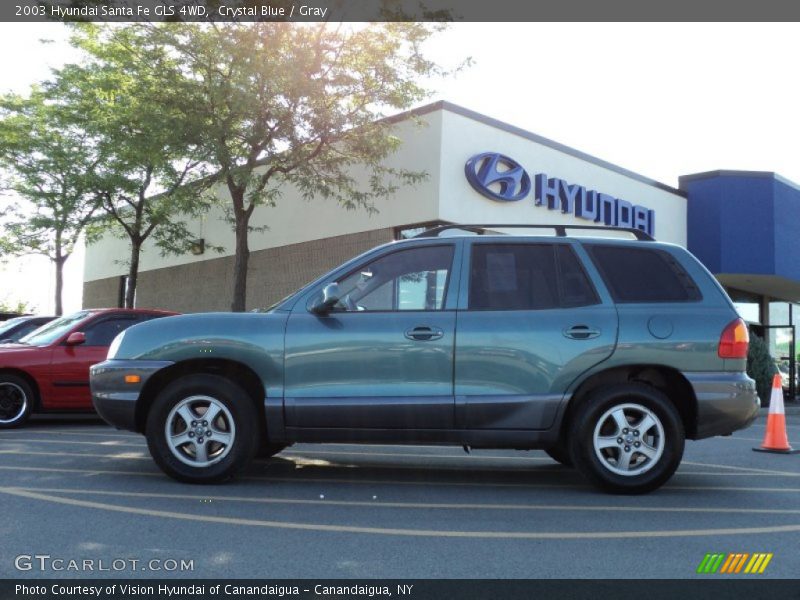 Crystal Blue / Gray 2003 Hyundai Santa Fe GLS 4WD