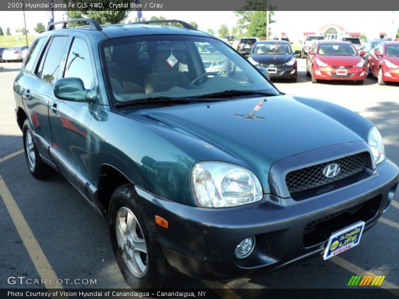 Crystal Blue / Gray 2003 Hyundai Santa Fe GLS 4WD