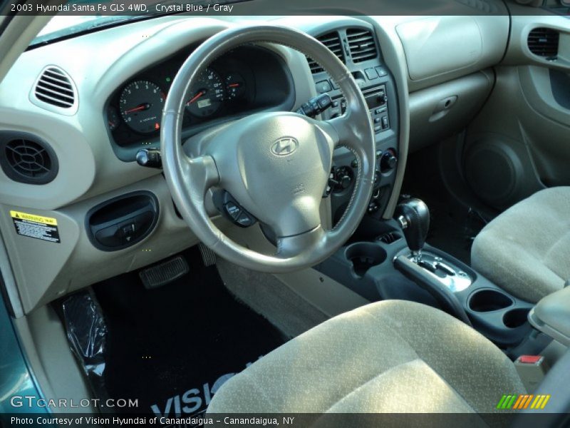 Crystal Blue / Gray 2003 Hyundai Santa Fe GLS 4WD