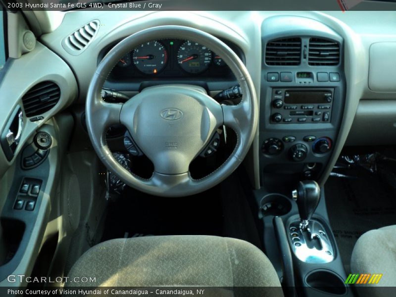 Crystal Blue / Gray 2003 Hyundai Santa Fe GLS 4WD