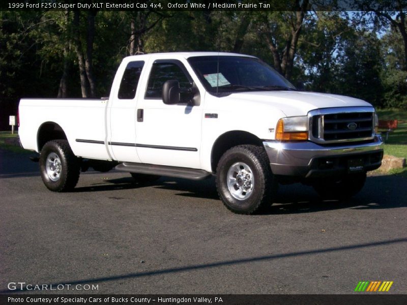 Oxford White / Medium Prairie Tan 1999 Ford F250 Super Duty XLT Extended Cab 4x4