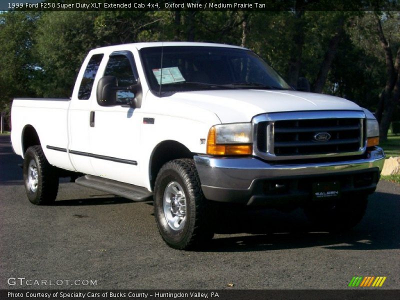 Oxford White / Medium Prairie Tan 1999 Ford F250 Super Duty XLT Extended Cab 4x4