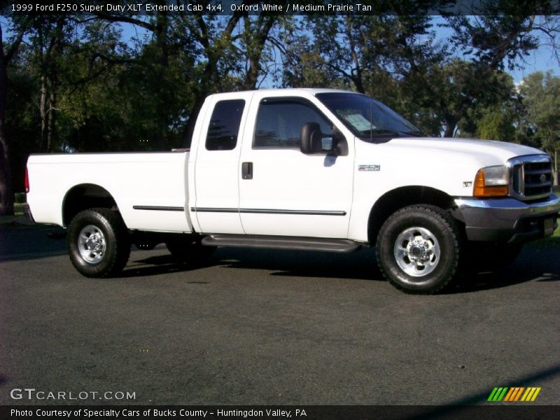 Oxford White / Medium Prairie Tan 1999 Ford F250 Super Duty XLT Extended Cab 4x4
