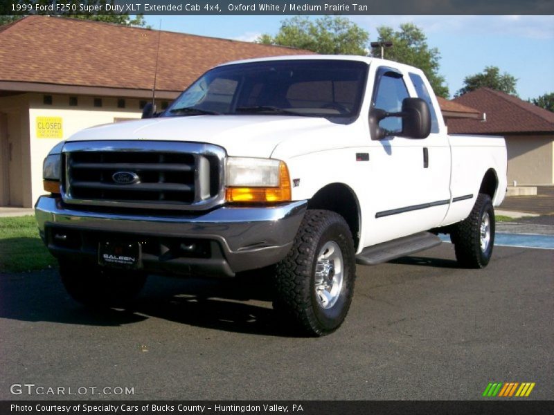 Oxford White / Medium Prairie Tan 1999 Ford F250 Super Duty XLT Extended Cab 4x4