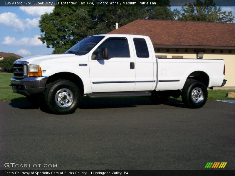 Oxford White / Medium Prairie Tan 1999 Ford F250 Super Duty XLT Extended Cab 4x4