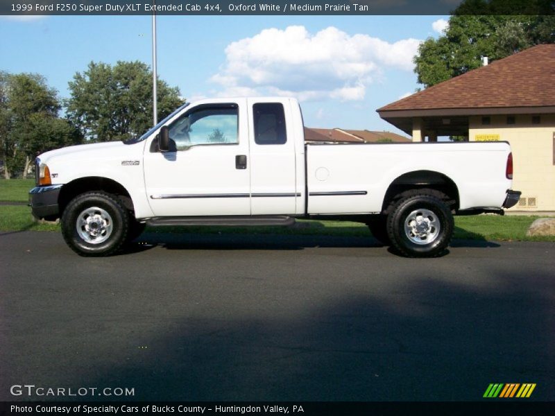Oxford White / Medium Prairie Tan 1999 Ford F250 Super Duty XLT Extended Cab 4x4