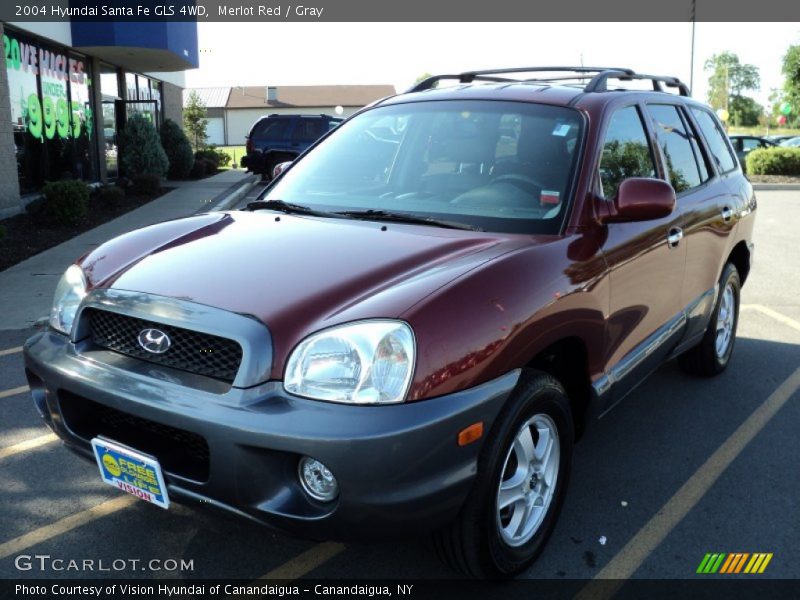 Merlot Red / Gray 2004 Hyundai Santa Fe GLS 4WD