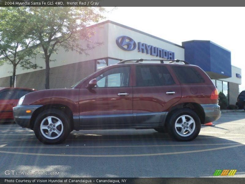 Merlot Red / Gray 2004 Hyundai Santa Fe GLS 4WD